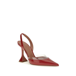 Amina Muaddi Red Calf Leather Bos Taurus High Heel Pumps