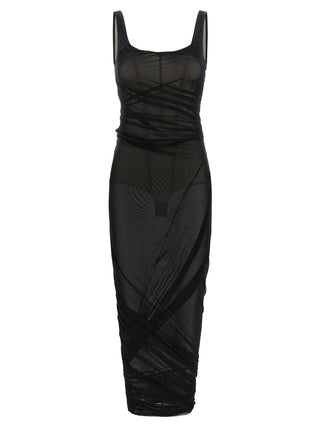 The Attico Black Polyamide Midi Dress