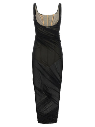 The Attico Black Polyamide Midi Dress
