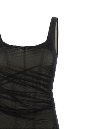 The Attico Black Polyamide Midi Dress