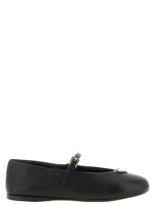 Prada Black Lamb Leather Ballet Flats