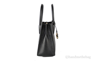 Michael Kors Mercer Medium Leather Messenger Crossbody Handbag (Black Solid)