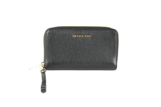 Michael Kors Jet Set Travel Large Phone Wristlet Wallet Pebbled Leather Black