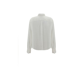 Brunello Cucinelli White Silk Dress Shirt