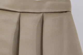 Andrea Incontri Brown Silk Solid Mini Pleated Skirt