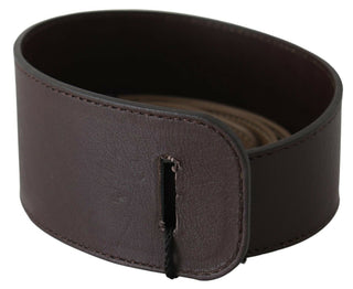 GF Ferre Brown Genuine Leather Logo Wide Waist Belt
