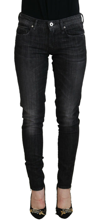 Fiorucci Black Cotton Low Waist Skinny Women Casual Jeans