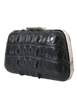 Balenciaga Black Exotic Skin Leather Shoulder Crossbody Box Clutch Bag