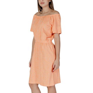 B.Young Orange Cotton Short Dress