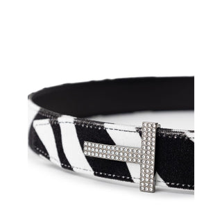 Tom Ford Black And White Leather Regular Belt