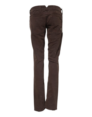 CYCLE Brown Cotton Low Waist Skinny Casual Jeans