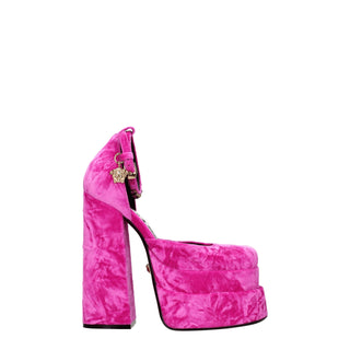 Versace Pink Velvet Platform Sandals