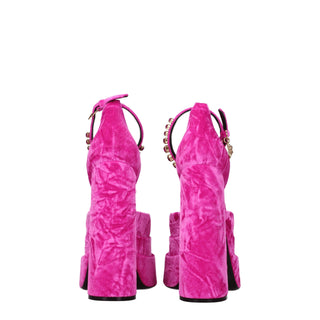 Versace Pink Velvet Platform Sandals
