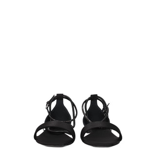 Max Mara Black Satin Flat Sandals