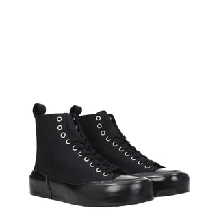 Jil Sander Black Fabric High Top Sneakers