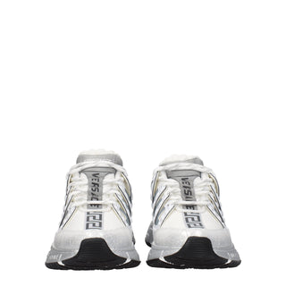 Versace White Fabric Athletic Sneakers
