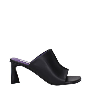Stella McCartney Black Leather Stiletto Heel Sandals