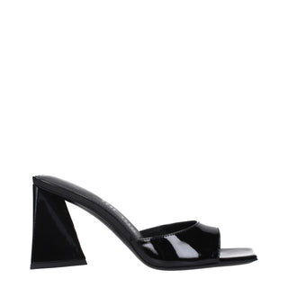 The Attico Black Leather Stiletto Heel Sandals