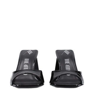 The Attico Black Leather Stiletto Heel Sandals