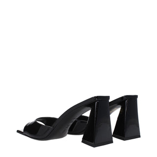 The Attico Black Leather Stiletto Heel Sandals