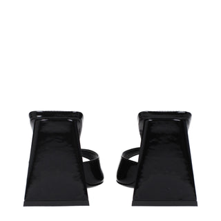 The Attico Black Leather Stiletto Heel Sandals