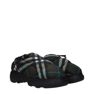 Burberry Green Fabric Slip-On Loafers