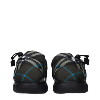 Burberry Green Fabric Slip-On Loafers
