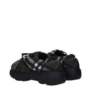 Burberry Green Fabric Slip-On Loafers