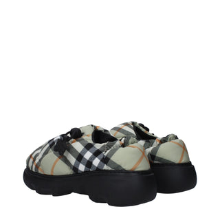 Burberry Green Fabric Slip-On Loafers