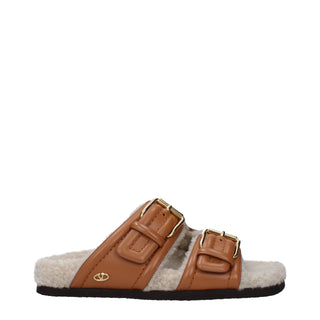 Valentino Garavani Brown Leather Slippers