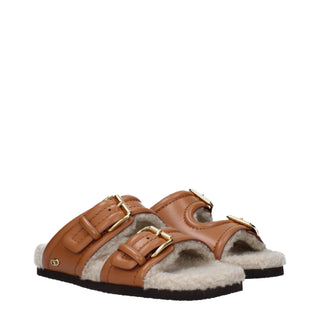 Valentino Garavani Brown Leather Slippers