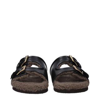 Valentino Garavani Black Leather Slippers
