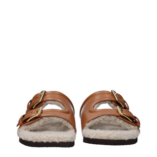 Valentino Garavani Brown Leather Slippers