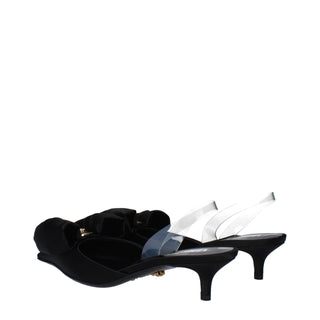 Versace Black Satin Flat Sandals