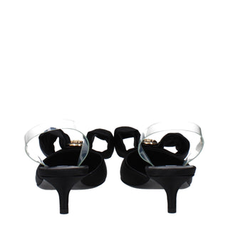 Versace Black Satin Flat Sandals