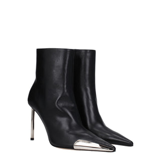 Off-White Black Leather Ankle Boots