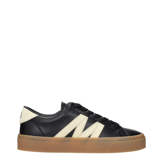 Moncler Black Leather Low Top Sneakers