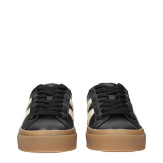 Moncler Black Leather Low Tops