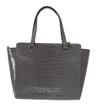 Kate Spade Grey Croc Embossed Leather Elissa Bristol Drive Tote Handbag Bag