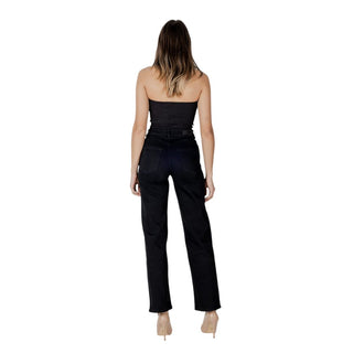 ICHI Black Cotton Relaxed Fit Jeans