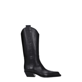Off-White Black Leather High Heel Boots