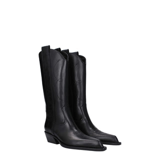 Off-White Black Leather High Heel Boots