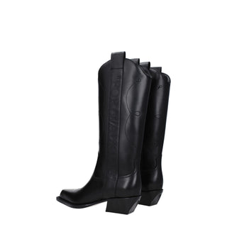 Off-White Black Leather High Heel Boots