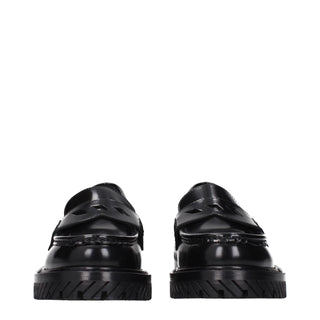 Off-White Black Leather Slip-On Loafers