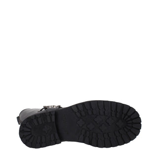 Off-White Black Leather Flat Boots