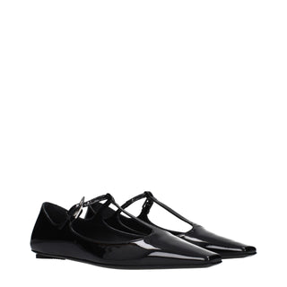 The Attico Black Leather Ballet Flats