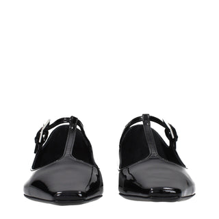 The Attico Black Leather Ballet Flats