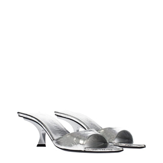 The Attico Gray Leather Flat Sandals