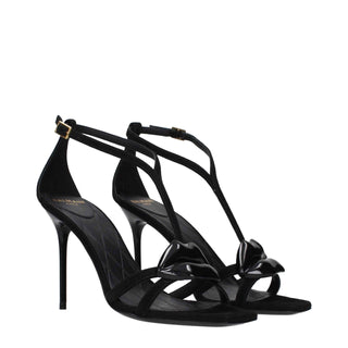 Balmain Black Leather Stiletto Heel Sandals