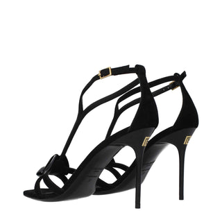 Balmain Black Leather Stiletto Heel Sandals
